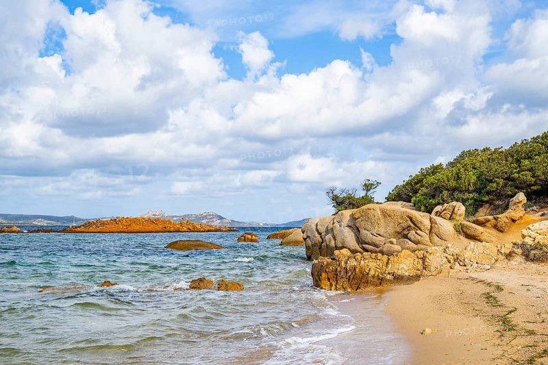 Coast side at Costa Smeralda on a cloudy day, Sardinia, Italy