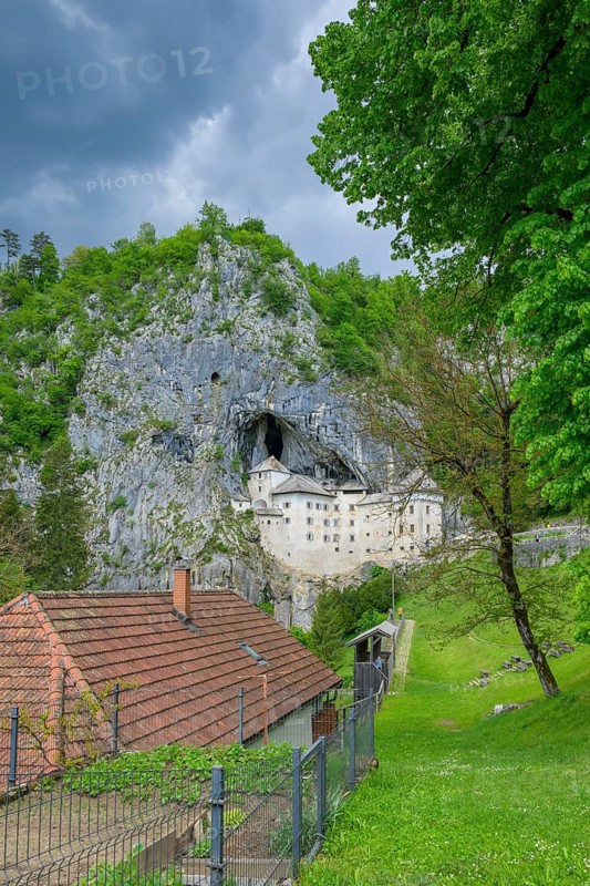 Predjama Castle, Predjama, Inner Carniola region of Slovenia. This is a 13th-century castle built into the cliff face cave, with restored living areas, dungeons & secret tunnel