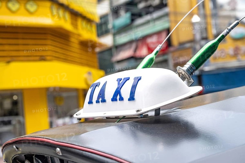 Traditional Thai Tuc Tuc Taxi sign, a popular mode of transport in the heavily congested Bangkok, capital city of Thailand, Asia