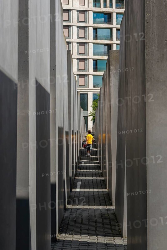 Buildings and corridors at the Memorial to the Murdered Jews in the historic center, Berlin