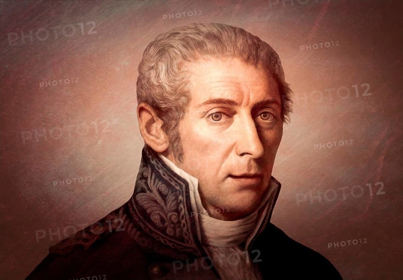 Alessandro Volta, 1745 – 1827, Italian chemist and physicist, pioneer of electricity and power and the inventor of the electric battery, digitally edited based on a historical illustration from a banknote