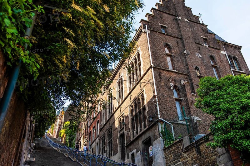 The Montagne de Bueren, Büren Treppe, tourist attraction in the old town of Liege, Belgium