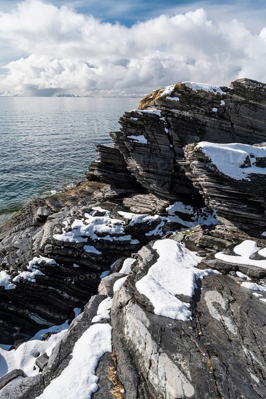 Rocky coast, Söröya, Barents Sea, Finnmark, Norway, May 2019