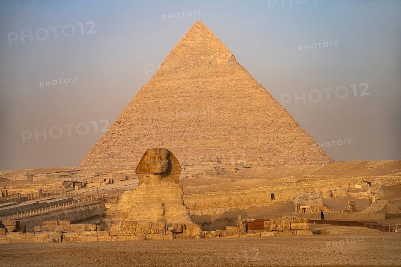 The Great Sphinx and the Pyramid of Chephren in Giza, Egypt