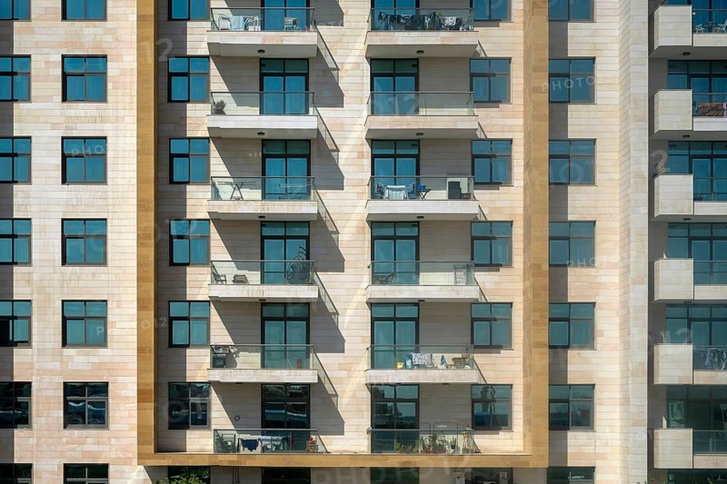 Apartment block with balconies, Dubai, United Arab Emirates, UAE