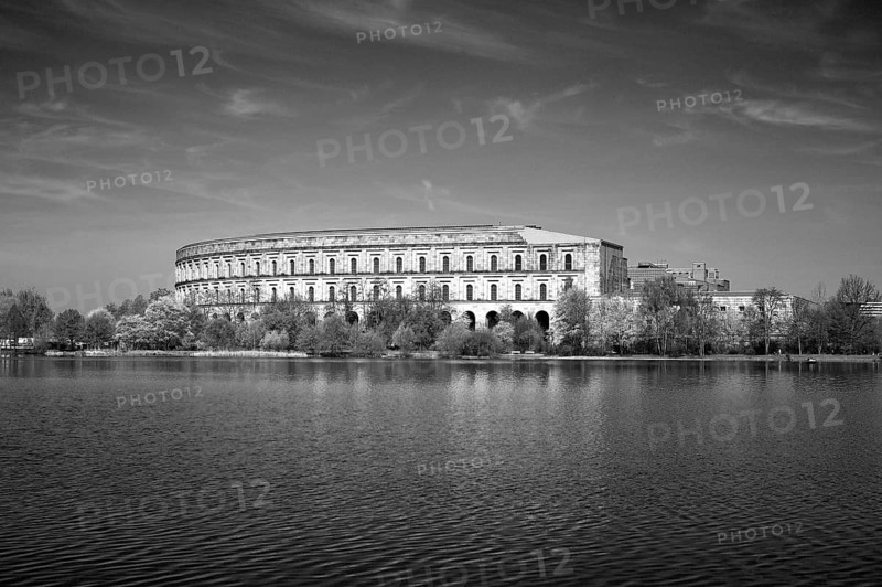 General view of the former incomplete Congress Hall of the NSDAP 1933-1945, front the Dutzenteich, documentation center, Reichsparteitagsgelände, Bayernstraße 110, Nuremberg, Middle Franconia, Bavaria, Germany