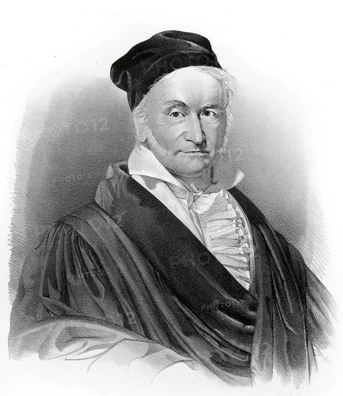 Johann Carl Friedrich Gauss, 1777 - 1855, German mathematician, astronomer and physicist, digitally edited based on a historical painting by Christian Albrecht Jensen, 1840
