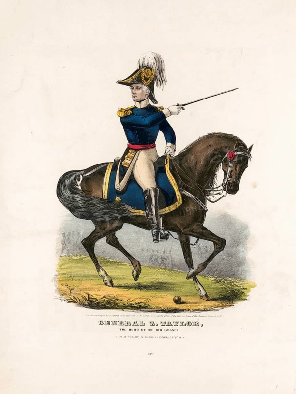 General Zachary Taylor, who achieved great fame during the Mexican-American War and was later elected 12th President of the United States in 1848, American history, authentic, digitally restored reproduction in high resolution from a 19th-century original, exact date of presentation unknown, historical