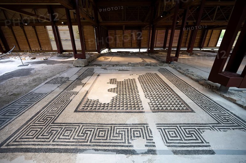 Ancient Roman villa with floor mosaic, Domus di Tito Macro, UNESCO World Heritage Site, Aquileia, Friuli, Italy