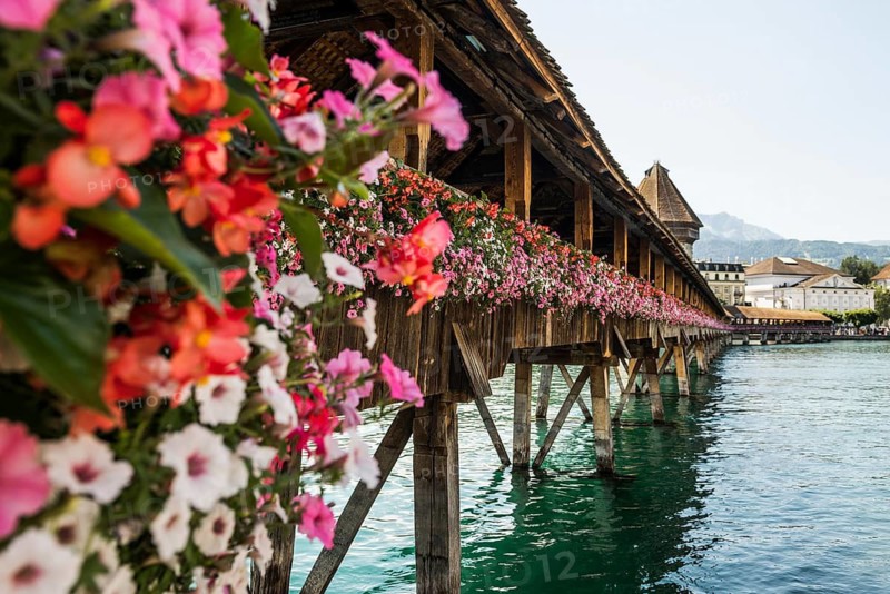 Chapel Bridge and Old Town, Lucerne, Lake Lucerne, Canton of Lucerne, Switzerland