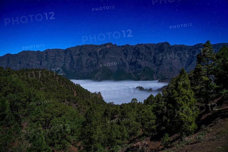 View of the Caldera de Taburiente. At night La Palma, Canary Islands, Spain