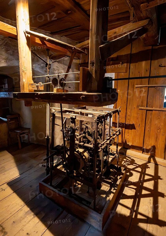 Historic clock in the clock tower, Hohenwerfen Fortress, Werfen, Pongau, Salzburg state, Austria