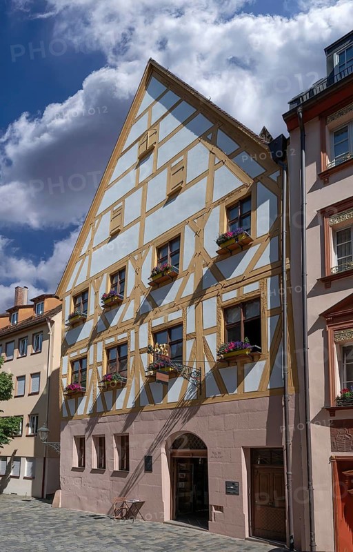 Historic half-timbered house, dated 1390, conversions from 1600, today the seat of the Friends of the Old Town Nuremberg, Weißgerbergasse 10, Nuremberg, Middle Franconia, Bavaria, Germany