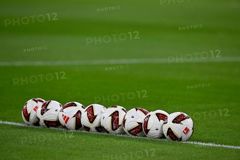 Adidas Torfabrik Pro Ball game ball, game balls are on grass, soccer, Bundesliga, Allianz Arena, Munich, Bayern, Germany