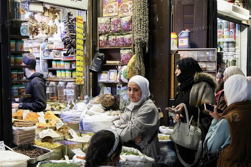 Syrians shop at the historic Al-Hamidiyah Bazaar adjacent to the Umayyad Mosque during the early days of Ramadan in Damascus, Syria on February 18, 2026, Damascus, Syria