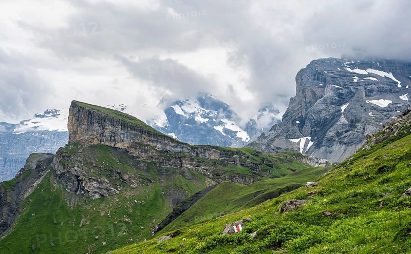 Cloudy mountain landscape, Rote Härd, Bernese Alps, Bernese Oberland, Switzerland