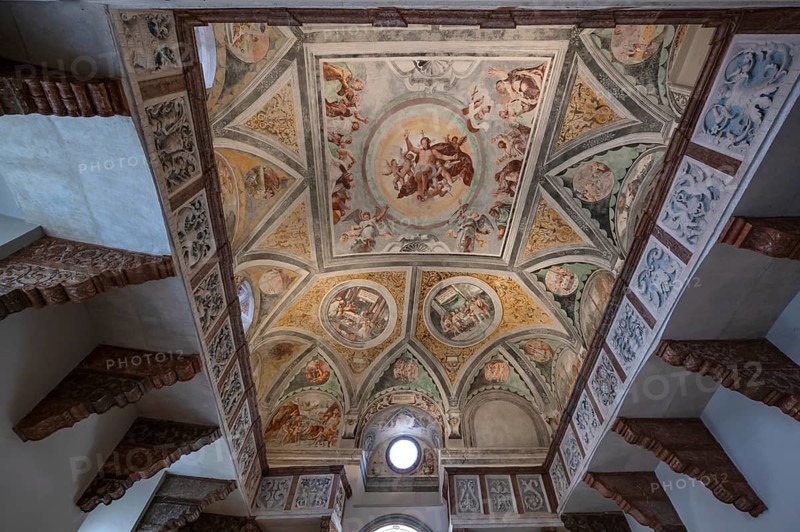 Ceiling frescoes by Hans Bocksberger the Elder from 1543, with Protestant pictorial program Castle Chapel in Neuburg City Palace on the Danube, Upper Bavaria, Germany