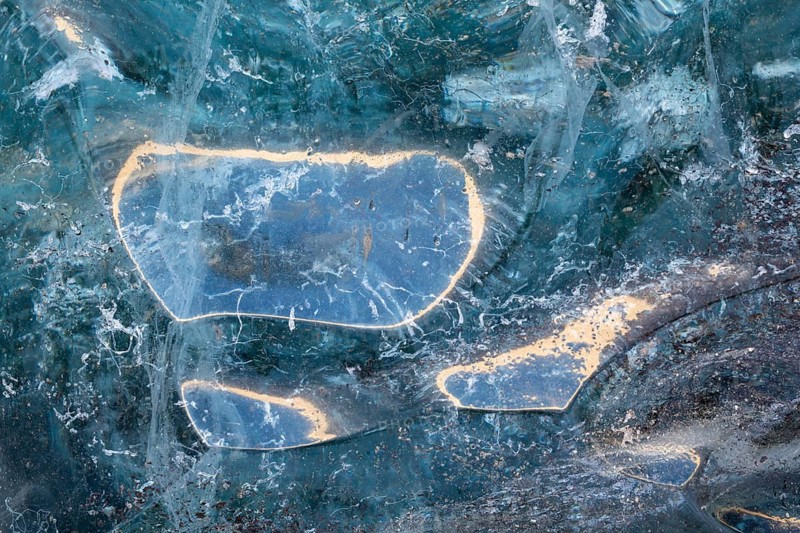 Structures in glacial ice, ice cave, glaciers, Vatnajökull, winter, Iceland, Scandinavia