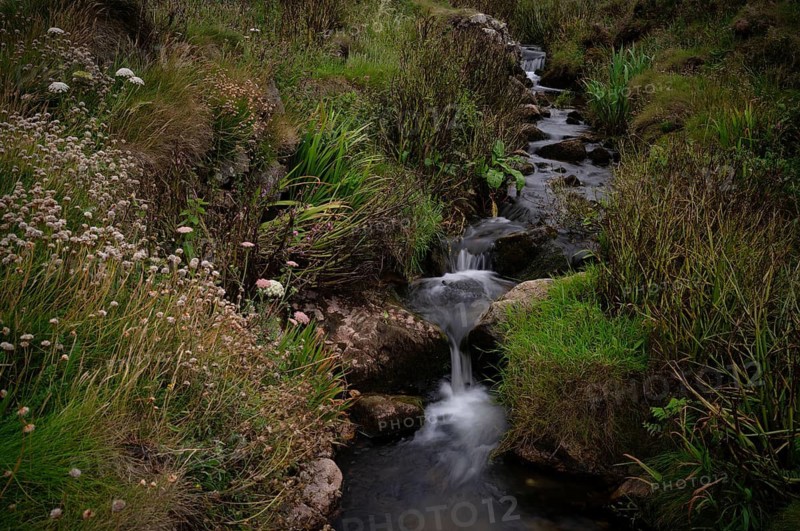 Stream, stream, long exposure, motion effect, Cot Valley Beach Porth Nanven, beach, coast, St Just in Penwith, Cornwall, England, Great Britain, Great Britain