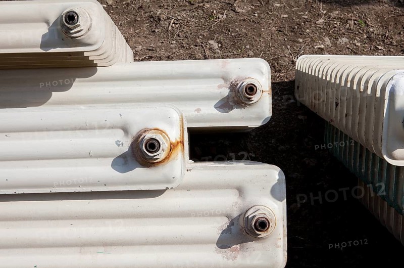 Old cast iron household radiators