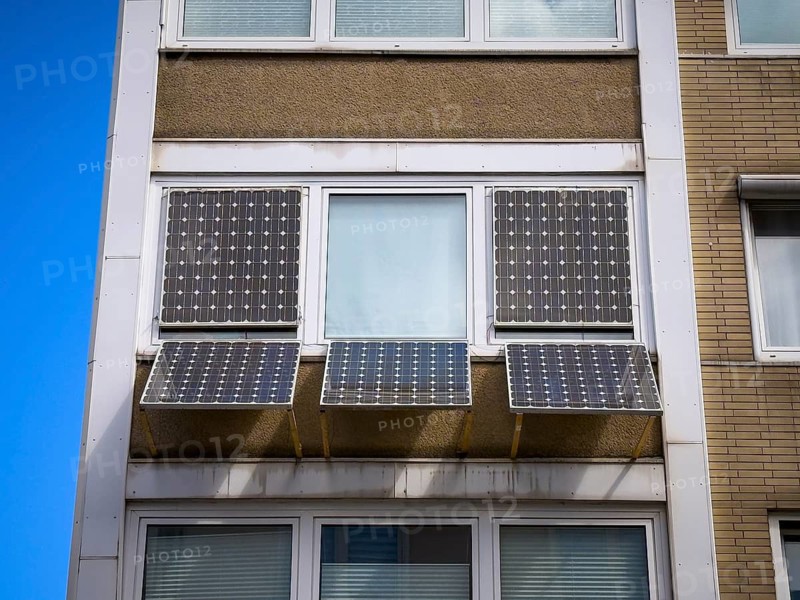 Unusual construction of solar panels on windows and a façade in Remscheid, Germany