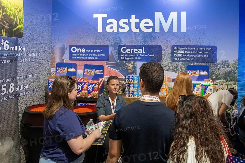 Washington, DC USA - 25 June 2026 - The Michigan booth at the Great American State Fair. Organized by President Donald Trump to mark the United States' 250th birthday, the Fair had exhibits from many states, government agencies, and private organizations