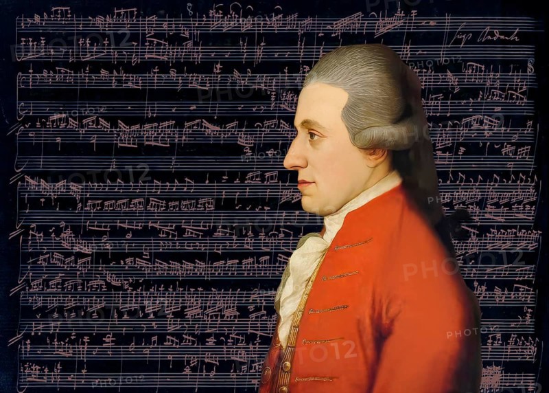 Wolfgang Amadeus Mozart, 1756 – 1791, composer of classical music, First Viennese School, notesheet from Allegro and Andante, Fantasy in F minor for mechanical organ, KV 608, 1791, digitally edited