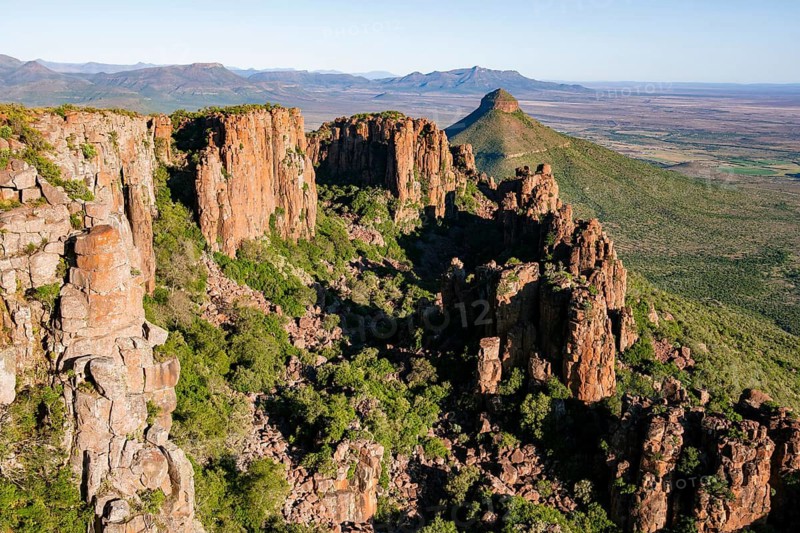 View of the Valley of Desolation, eroded rock needles from Dolorit, Camdeboo National Park, Graaff-Reinet, Eastern Cape, South Africa