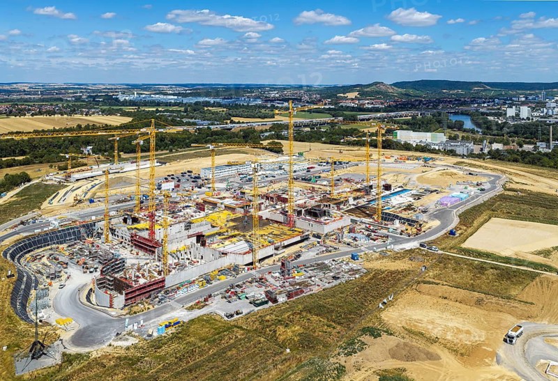 Artificial Intelligence Innovation Park (IPAI) in Heilbronn. Construction site. The IPAI campus will eventually cover an area equivalent to 42 football pitches. Around three billion euros are being invested. The initial capital of 100 million is being shared between the state of Baden-Württemberg and the Dieter Schwarz Foundation. Heilbronn, Baden-Württemberg, Germany