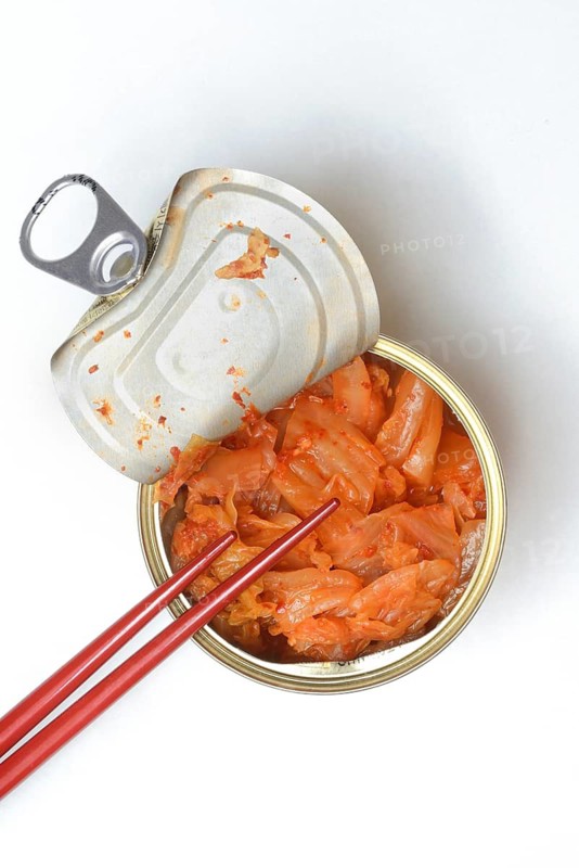 Kimchi, opened tin with kimchi