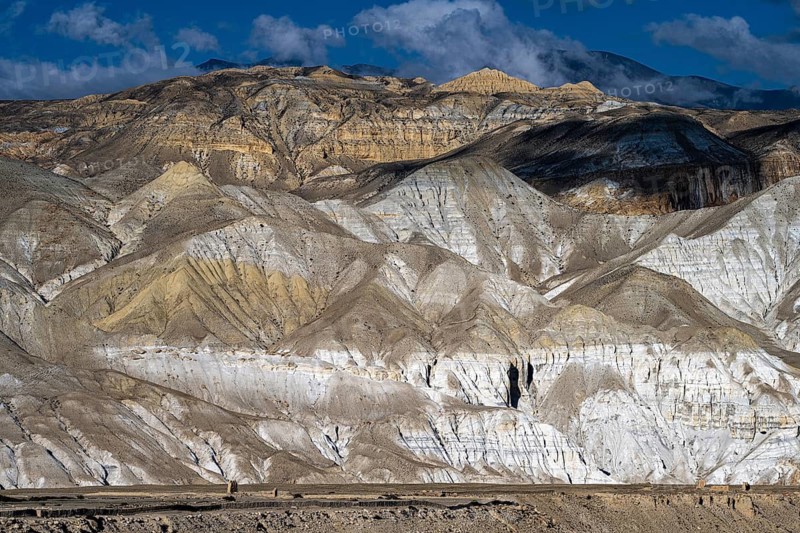 Mountain landscape, erosion landscape near Lo Manthang, Mustang, Upper Mustang, Himalayas, Nepal