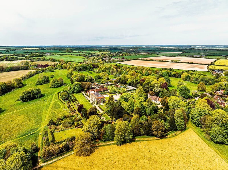 Hinton Ampner House and Garden from a drone, Winchester, Hampshire, England, United Kingdom