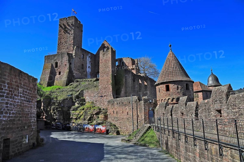 Wertheim Castle, ruin of a hill castle on a high, narrow mountain range between the two valleys of Main and Tauber above the city, one of the oldest castle ruins in Baden-Württemberg, Wertheim, Main-Tauber district, Baden-Württemberg, Germany