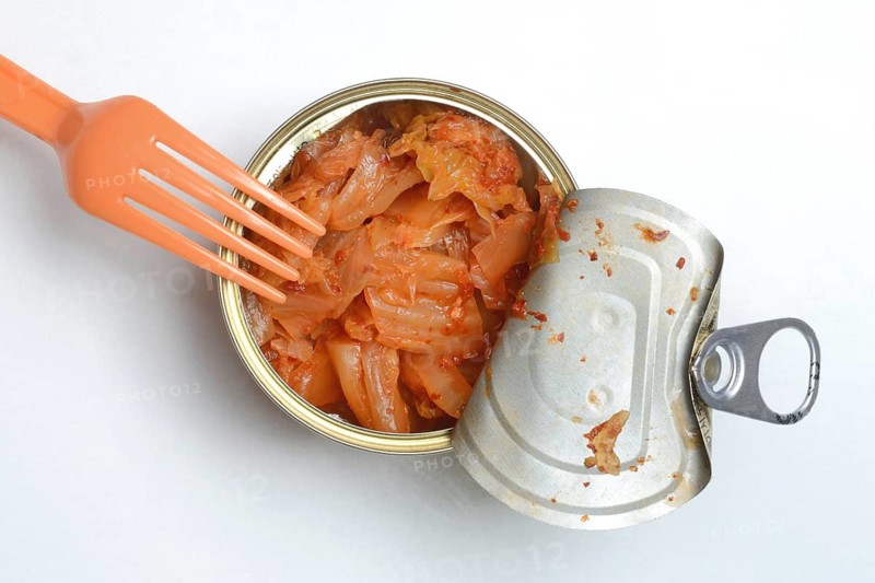 Kimchi, opened tin with kimchi