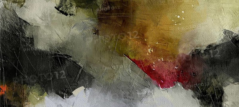 A high-contrast digital abstract painting featuring a blend of vibrant yellows and oranges against a dark, grimy industrial background