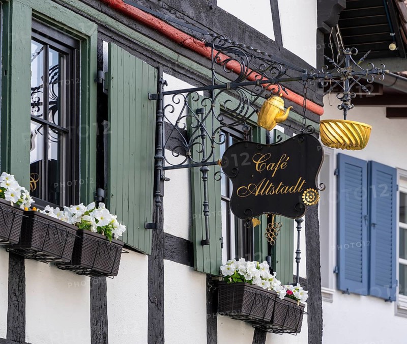 Historic half-timbered houses in the old town of Dreieichenhain, Hesse, Germany