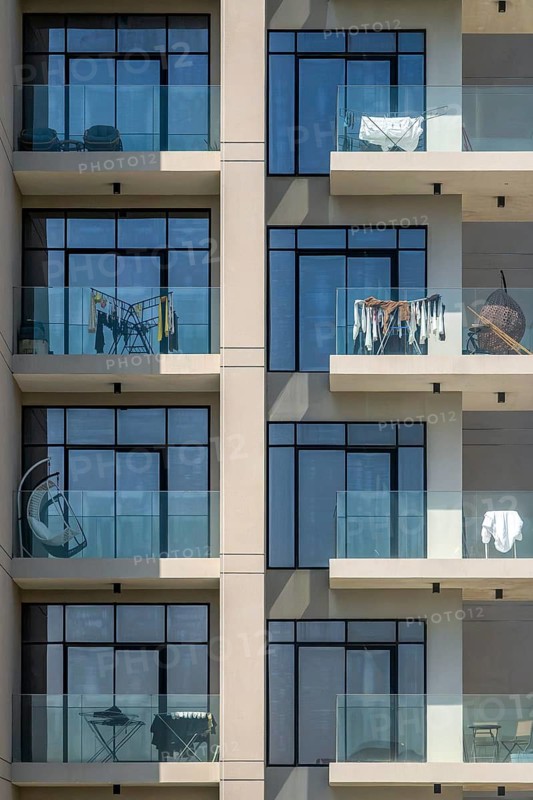 Apartment block with balconies, Dubai, United Arab Emirates, UAE