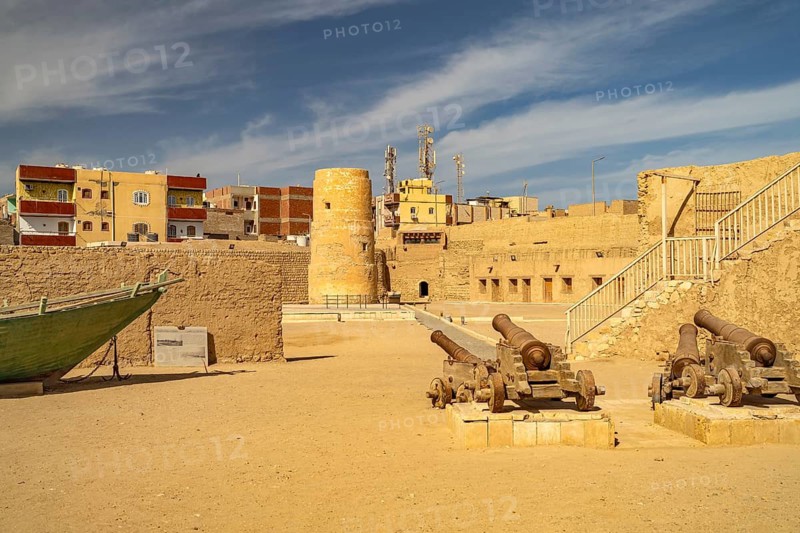 Cannons in the courtyard of Sultan Selim's Ottoman fort in Al-Qusair or El Quseir, Egypt