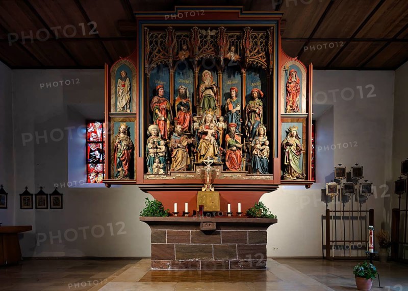 Interior view, high altar, altar, Spitalkapelle Zu unser lieben Frau, Keplerstadt Weil der Stadt, Baden-Württemberg, Germany