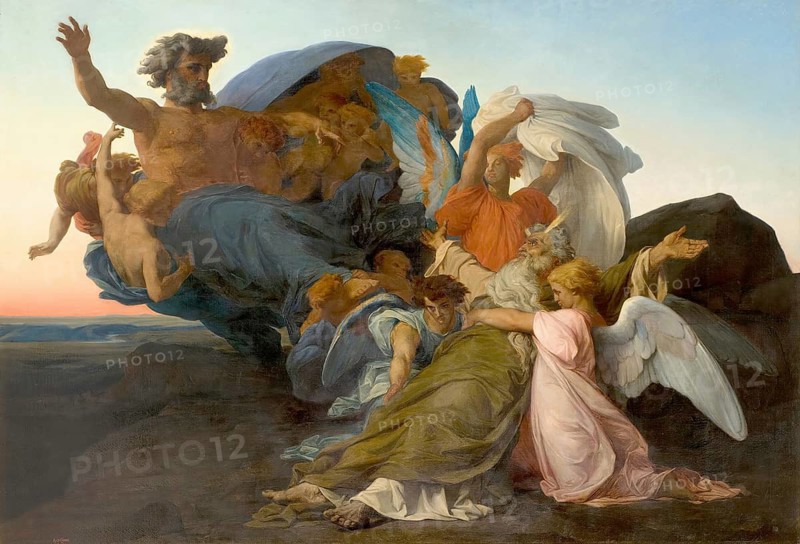 The Death of Moses. The painting depicts the dramatic biblical moment in which Moses dies on Mount Nebo, surrounded by angels. It is the work of Alexandre Cabanel (born 28 September 1823 in Montpellier, died 23 January 1889 in Paris), a French academic history painter. Reproduction of a 19th-century original. Authentic, file restored for optimal use, exact date of the original unknown