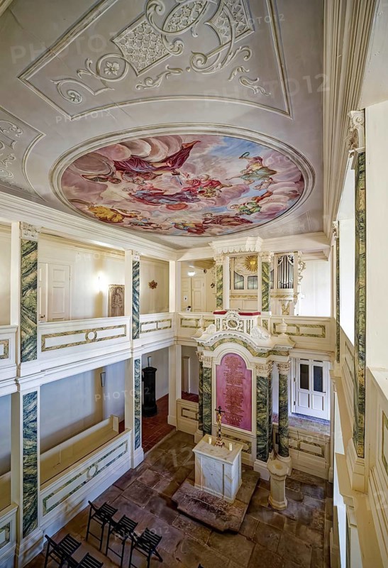 Castle chapel, Tenneberg Castle, museum, baroque room, castle, interior view, Waltershausen, Thuringian Forest, Thuringia, Germany