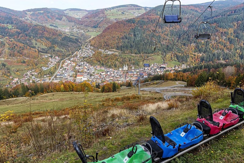Hasenhornbahn Todtnau summer toboggan run in the Black Forest in autumn in Todtnau, Germany