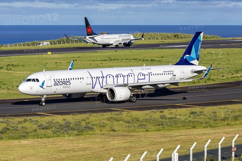 An Azores Airlines Airbus A321neo aircraft with the license plate CS-TSG at Ponta Delgada Airport, Portugal