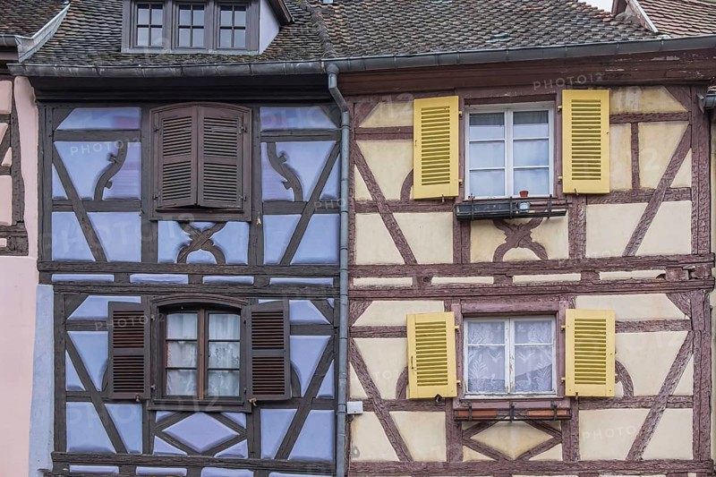 Colourful half-timbered house facades, old town of Colmar, Haut-Rhin Department, European Territorial Authority Alsace, France