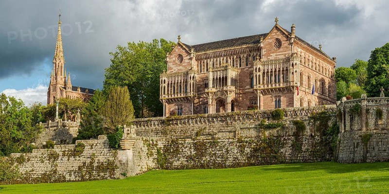 Palace de Sobrellano and the Pantheon chapel in Comillas, Cantabria, Spain
