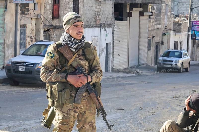 In Aleppo, Syria on January 10, 2026, Syrian Army soldiers deploy throughout the Sheikh Maqsoud and Ashrafieh neighborhoods following days of fierce clashes with SDF Kurdish forces, which ultimately resulted in the withdrawal of the Kurdish forces towards eastern Syria, Aleppo, Sheikh Maqsood, Syria