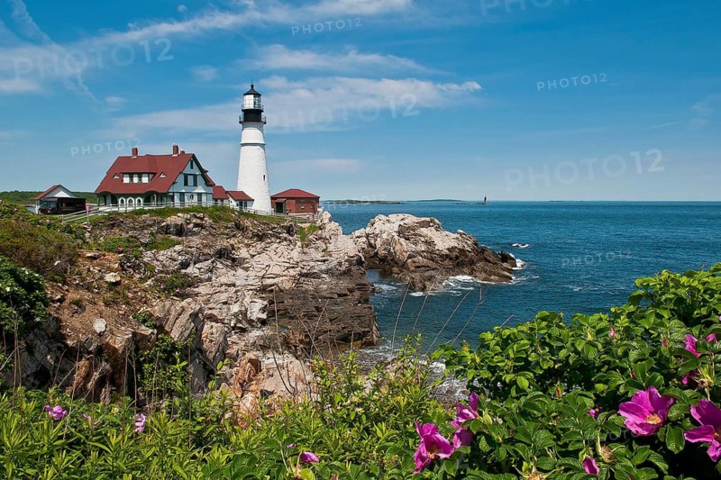 Lighthouse, Portland Head Lighthouse in Maine, New England, Great Britain