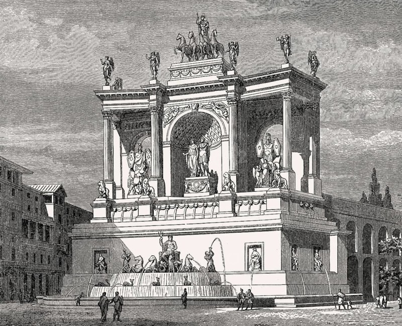 The fountain of Alexander Severus at Rome, Italy, 19th Century