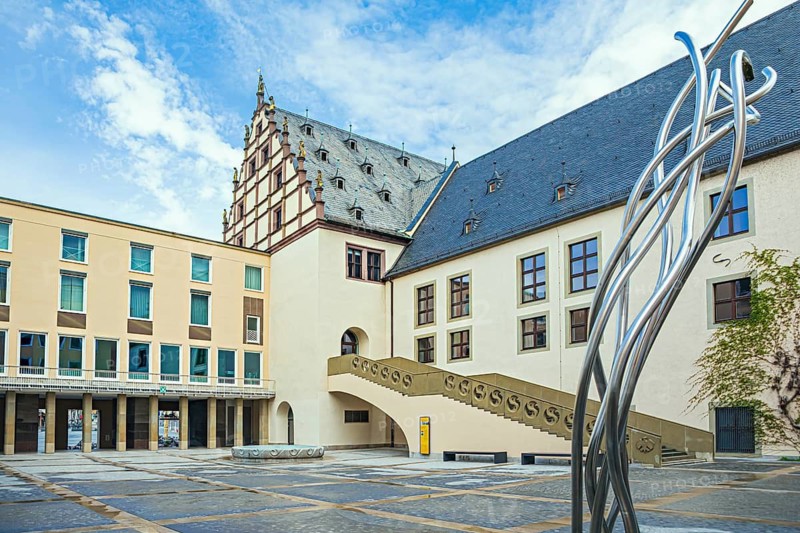Town hall and city administration courtyard in Schweinfurt, Germany