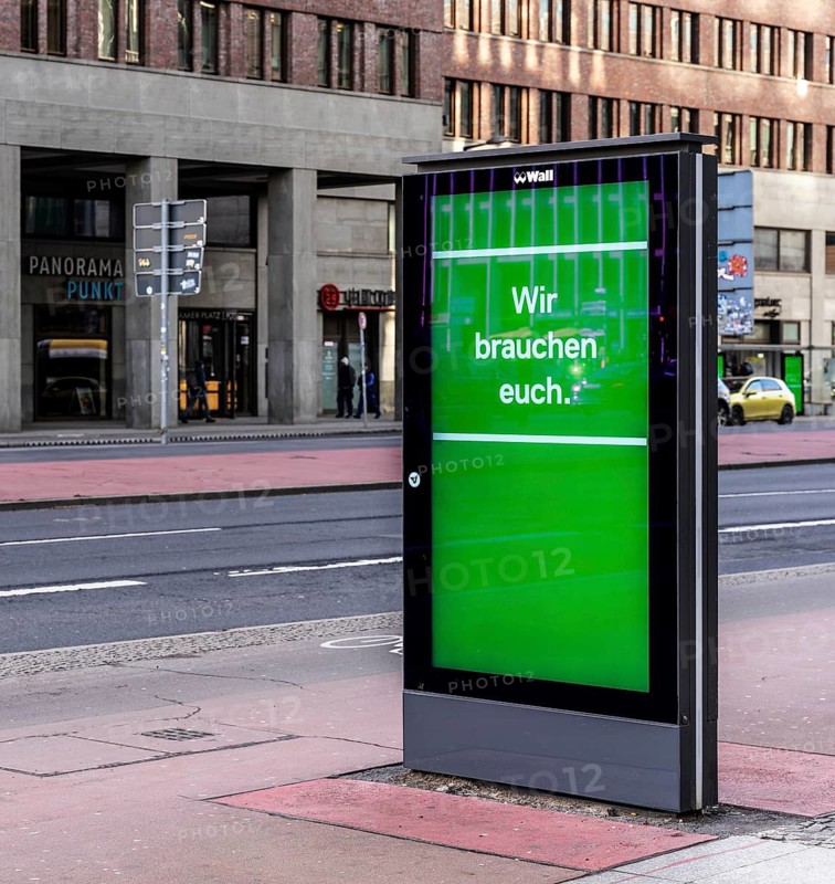 Wall display board for advertising, Potsdamer Platz, Berlin, Germany
